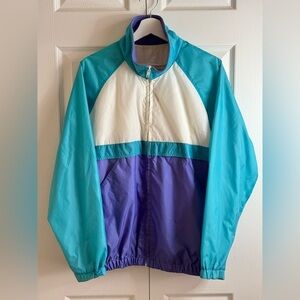 Vintage BE IN THE CURRENT SEEN Windbreaker Womens Large Jacket Blue 80s Belarus